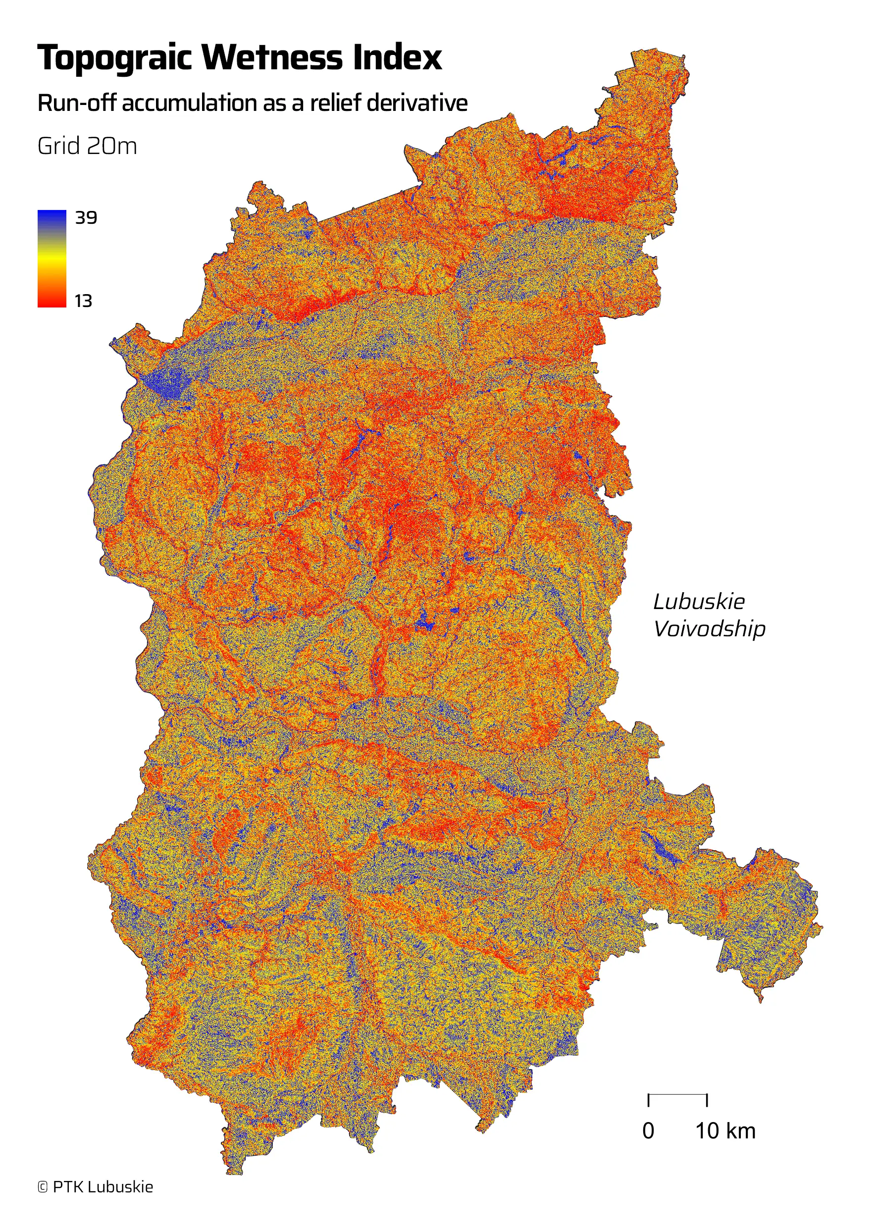Topography Wetness Index, lubuskie